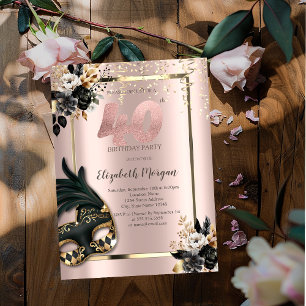 Black Roses Masque Konfetti Rosen Gold 40. Einladung