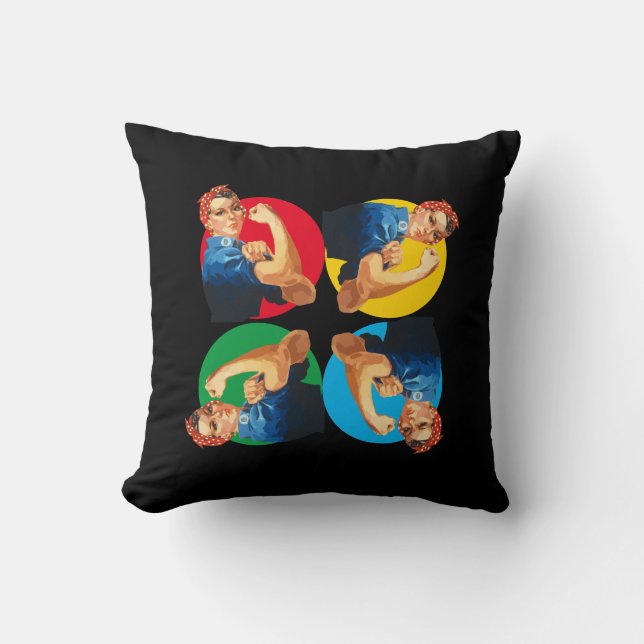 Black ROSIE RIVETER Print Kissen (Vorderseite)