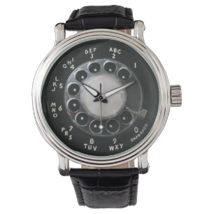 Black Rotary Phone Dial Watch Armbanduhr