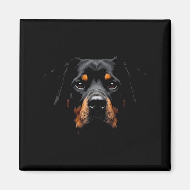 Black Rottweiler Dog Rottie Face Magnet (Vorne)