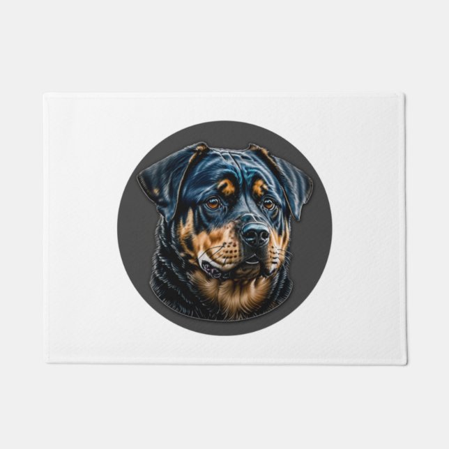 Black Rottweiler Fußmatte (Vorderseite)