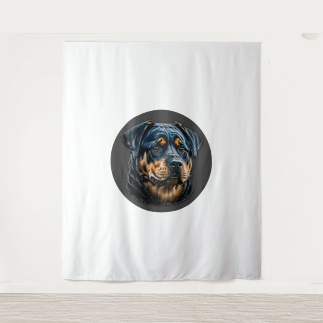 Black Rottweiler Wandteppich (Vorderseite)