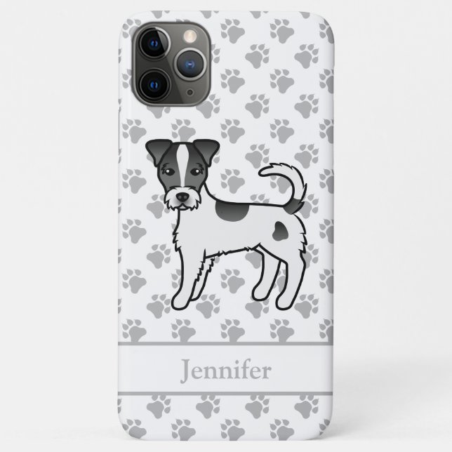 Black Rough Coat Parson Russell Terrier & Name Case-Mate iPhone Hülle (Rückseite)