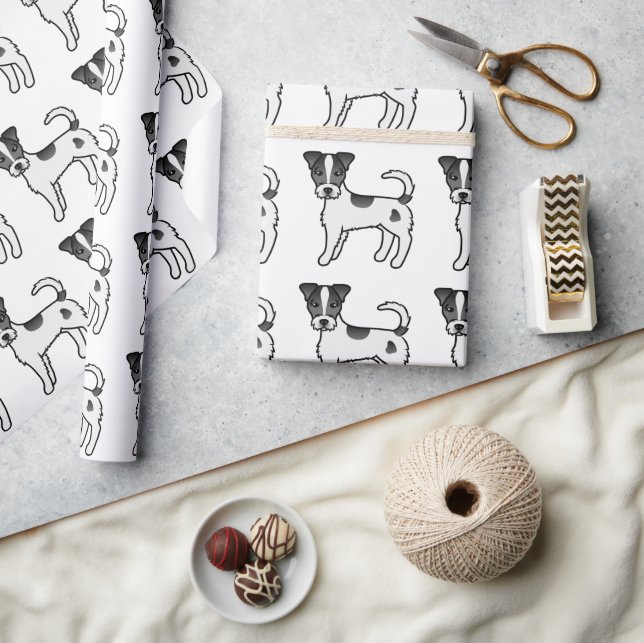 Black Rough Coat Parson Russell Terrier Pattern Geschenkpapier (Kunsthandwerk)