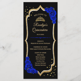 Black Royal Blue Gold Quinceanera Programm