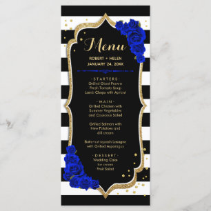 Black Royal Blue Gold White Menu Card Programm