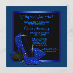 Black Royal Blue High Heels Frauen Geburtstagspart Einladung