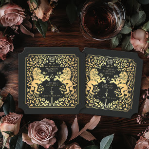 Black Royal Lion Mittelalterliches Hochzeitsticket Untersetzer