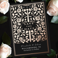 Black Royal Medieval Sword Wedding Save the Date