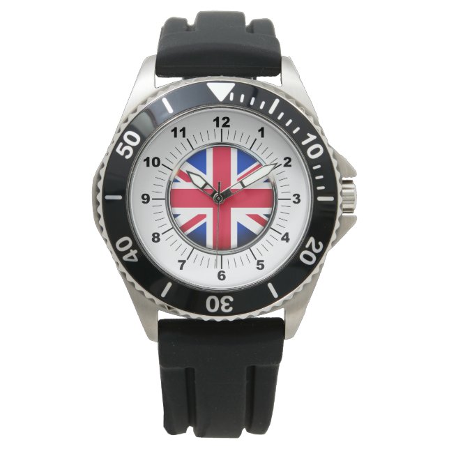 Black Rubber Strap Watch für männliche britische F Armbanduhr (Vorderseite)
