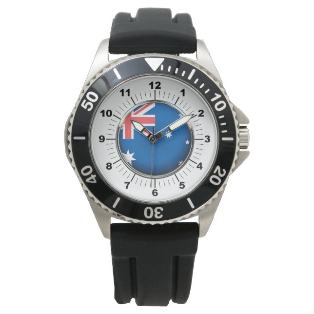Black Rubber Strap Watch in Australien Armbanduhr (Vorderseite)