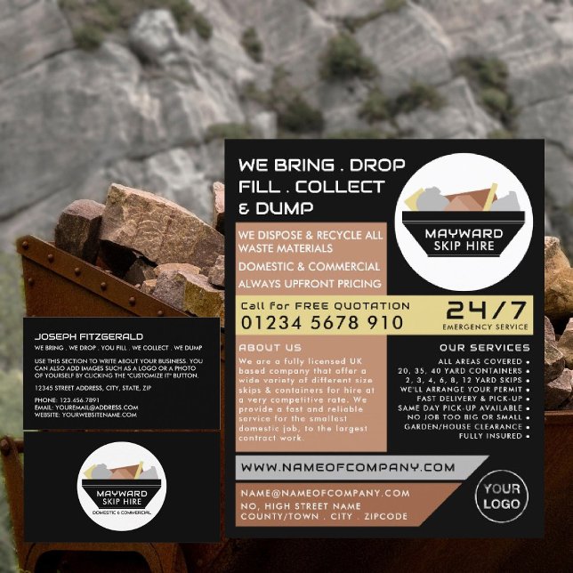 Black Rubbish Skip, Skip/Dumpster Company Flyer (Von Creator hochgeladen)