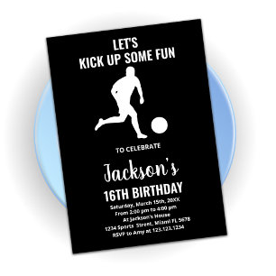 Black Running Soccer Geburtstagseinladungen Einladung