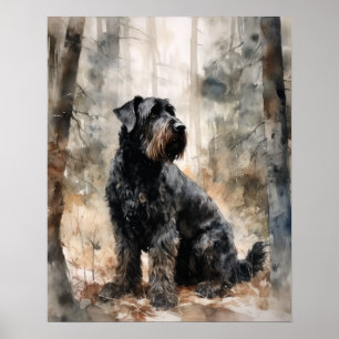 Black Russian Terrier Dog Art Print Poster