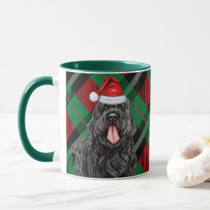 Black Russian Terrier Dog Green Red Holiday Karier Tasse