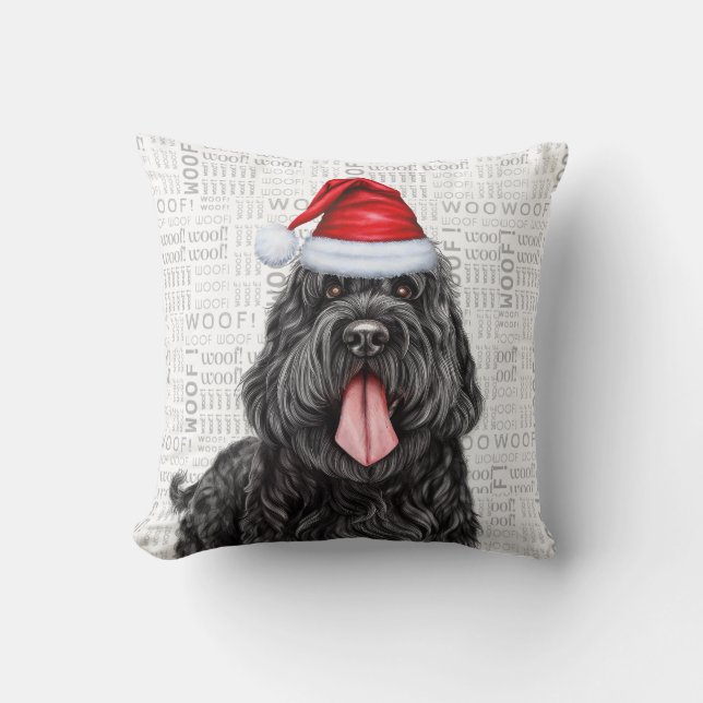 Black Russian Terrier Dog Watercolor Weihnachten Kissen (Vorderseite)