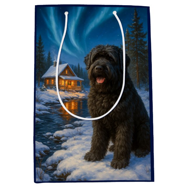 Black Russian Terrier Holiday Card Mittlere Geschenktüte (Vorderseite)