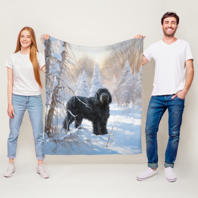 Black Russian Terrier Let It Snow Weihnachten Fleecedecke (Beispiel)