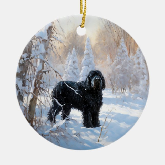 Black Russian Terrier Let It Snow Weihnachten Keramik Ornament (Vorne)
