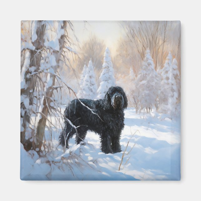 Black Russian Terrier Let It Snow Weihnachten Magnet (Vorne)
