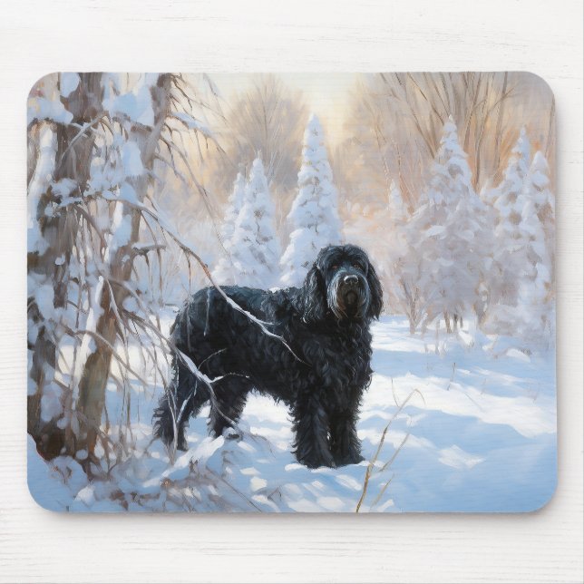 Black Russian Terrier Let It Snow Weihnachten Mousepad (Vorne)