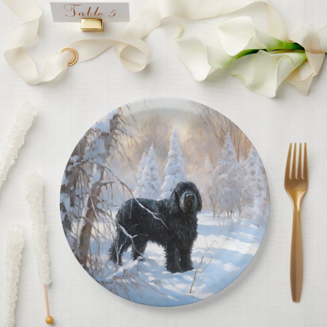 Black Russian Terrier Let It Snow Weihnachten Pappteller (Hochzeit)