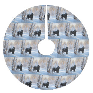 Black Russian Terrier Let It Snow Weihnachten Polyester Weihnachtsbaumdecke