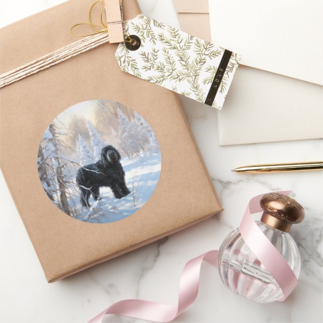 Black Russian Terrier Let It Snow Weihnachten Runder Aufkleber (Schenken)