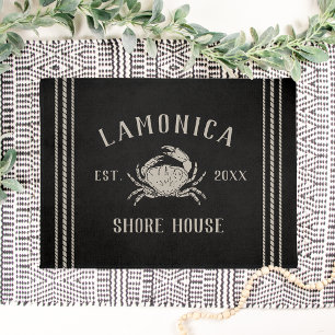 Black Rustic Shore House Personalized Crab Fußmatte