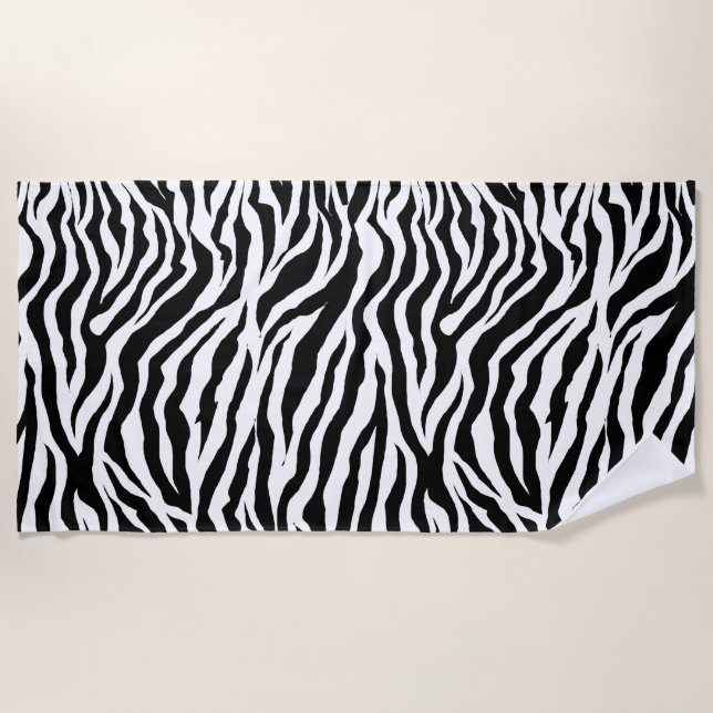 Black Safari Muster Tier zebra Strandtuch (Vorderseite)