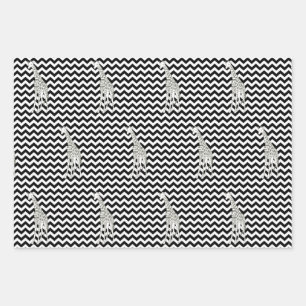 Black Safari Zickzack mit Pop Art Giraffe Geschenkpapier Set