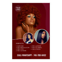 Black Salon Editable Glossy Poster