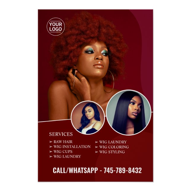 Black Salon Editable Glossy Poster (Vorderseite)