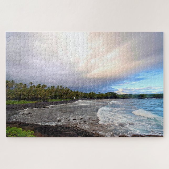 Black Sand Beach - Big Island Hawaii - 20x30 Zoll Puzzle (Horizontal)