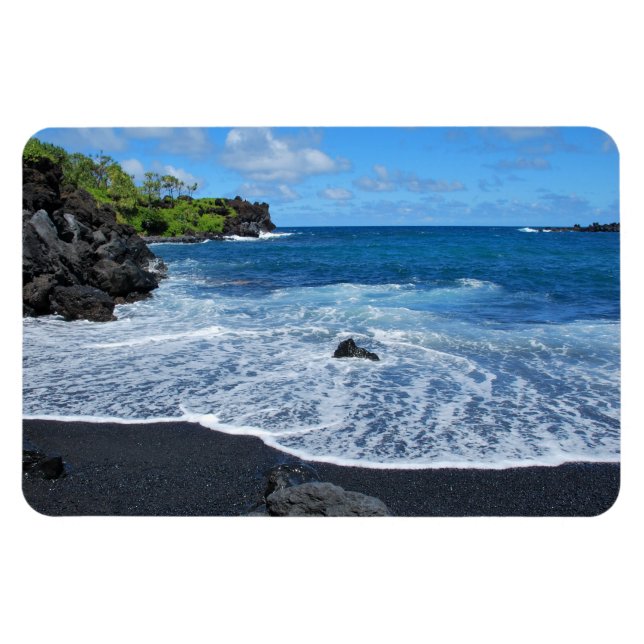 Black Sand Beach, Waianapanapa Staat Park, Maui Magnet (Horizontal)