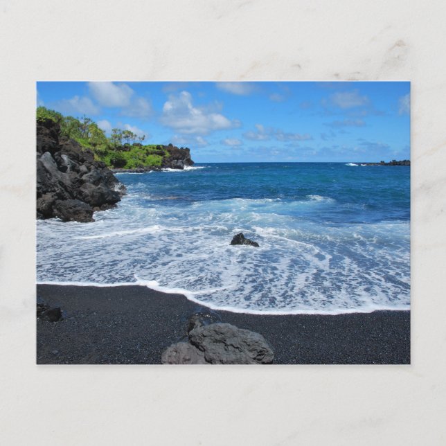 Black Sand Beach, Waianapanapa Staat Park, Maui Postkarte (Vorderseite)