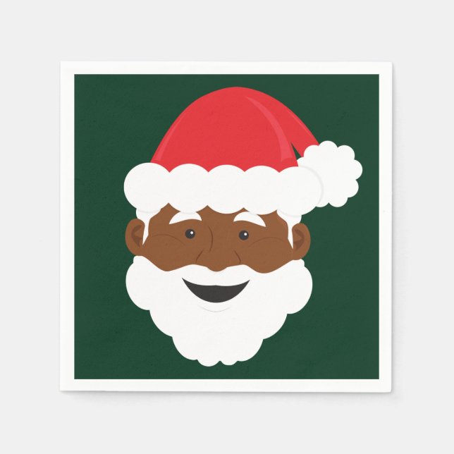 Black Santa Brown Skin Weihnachten Serviette (Vorderseite)