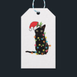 Black Santa Cat Tangled Up In Lights Christmas Geschenkanhänger<br><div class="desc">Black Santa Cat Tangled Up In Lights Christmas</div>