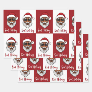 Black Santa Christmas Geschenkwrap  Geschenkpapier Set