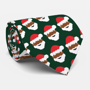 Black Santa Claus Brown Skin Green Weihnachten Krawatte