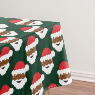 Black Santa Claus Brown Skin Green Weihnachten Tischdecke