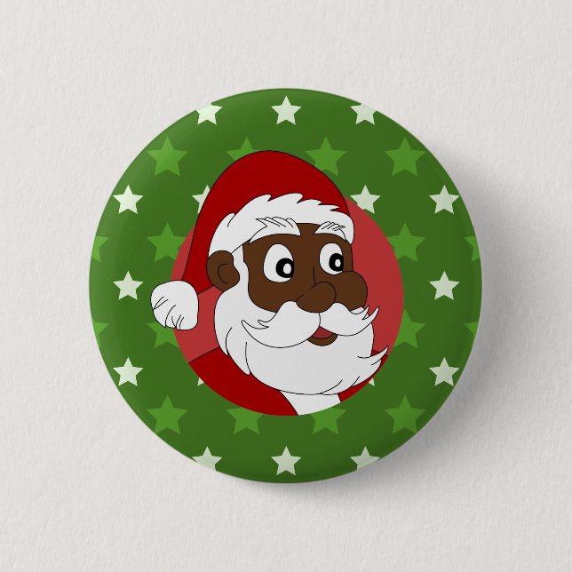 Black Santa Claus Cartoon Button (Vorderseite)