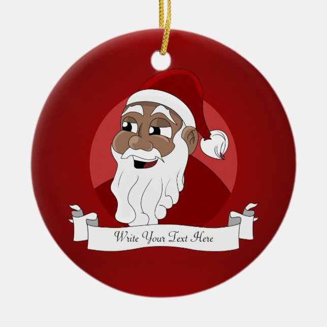 Black Santa Claus Cartoon Keramik Ornament (Vorne)