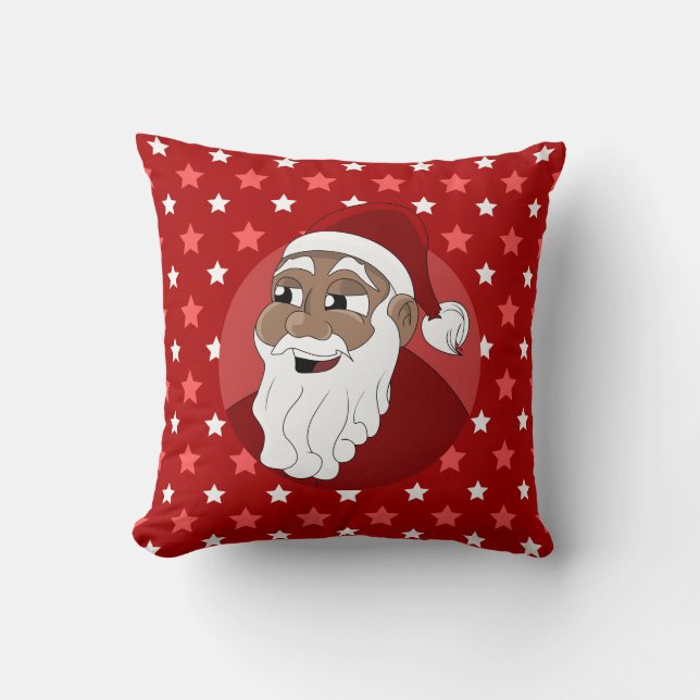 Black Santa Claus Cartoon Kissen (Vorderseite)