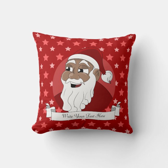 Black Santa Claus Cartoon Kissen (Vorderseite)