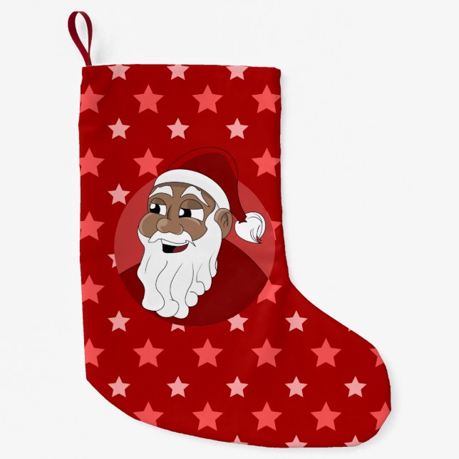 Black Santa Claus Cartoon Kleiner Weihnachtsstrumpf (Vorderseite)