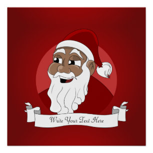 Black Santa Claus Cartoon Poster