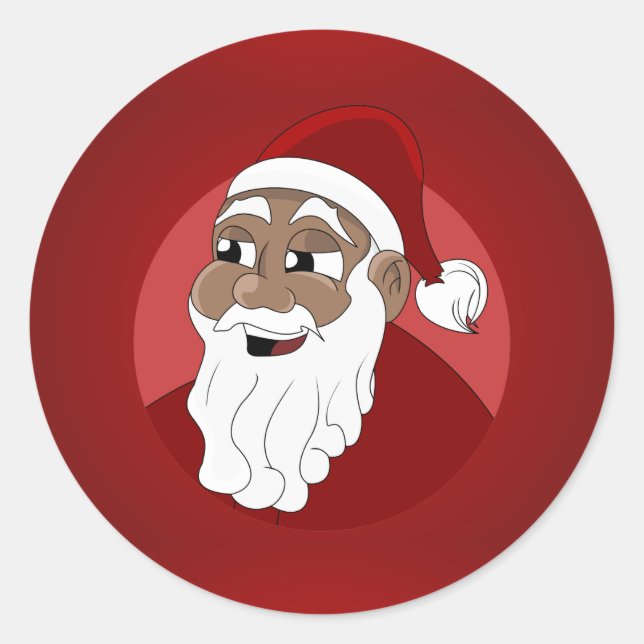 Black Santa Claus Cartoon Runder Aufkleber (Vorderseite)