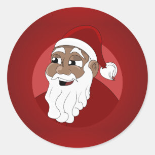Black Santa Claus Cartoon Runder Aufkleber