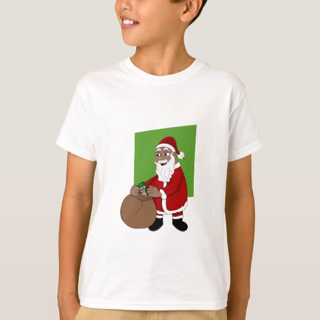 Black Santa Claus Cartoon T-Shirt (Vorderseite)